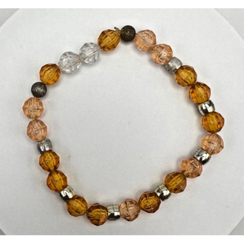 Vintage 90s Amber Faceted Beaded Stretch Bracelet Women's Classic Jewelry